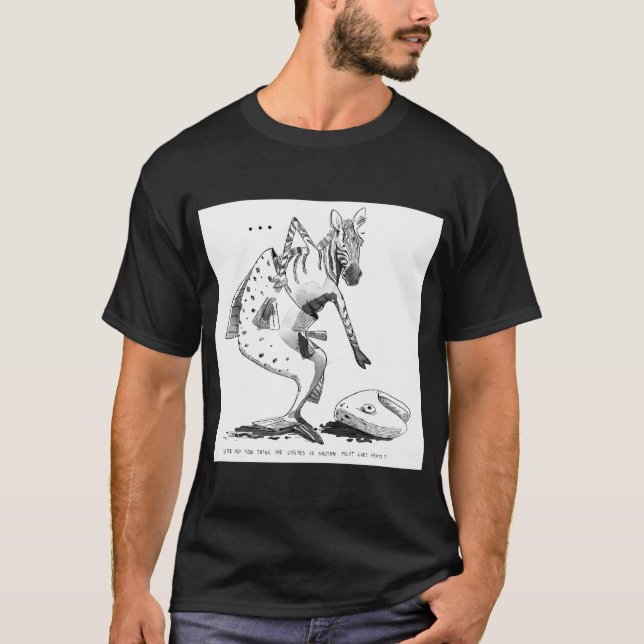 Zebra-Lachs-Cartoon T-Shirt (Vorderseite)