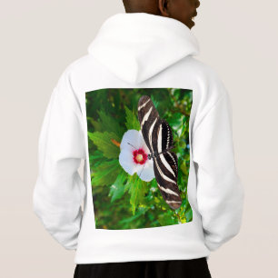 Zebra-Langschwanz-Schmetterling auf einem Hibiskus Hoodie