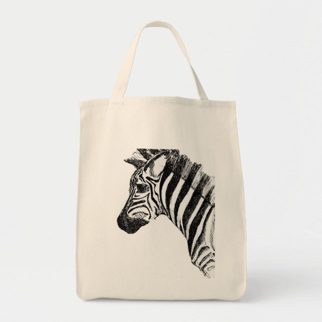 Zebra-Leinwand-Tasche Tragetasche (Vorne)
