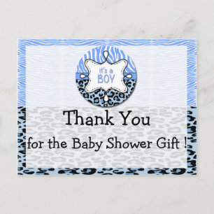 Zebra, Leopard Boy Baby Dusche Danke Postkarten