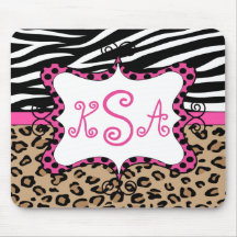 Zebra-Leopard-Druck-personalisiertes Monogramm
