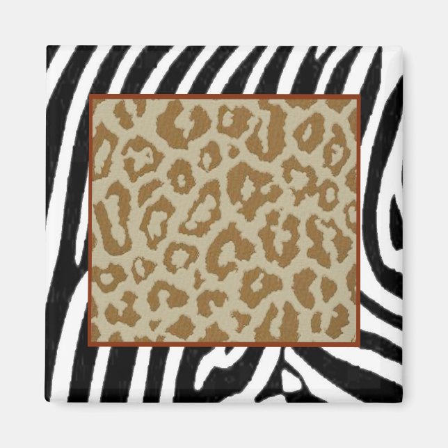 Zebra & Leopard modische Print Magnet (Vorne)