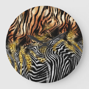 Zebra Leopard-Muster Große Wanduhr