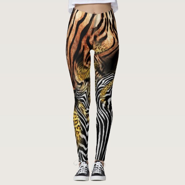 Zebra Leopard-Muster Leggings (Vorderseite)