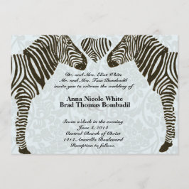 Zebra Liebe Blue Damask Style Einladung zur Hochze