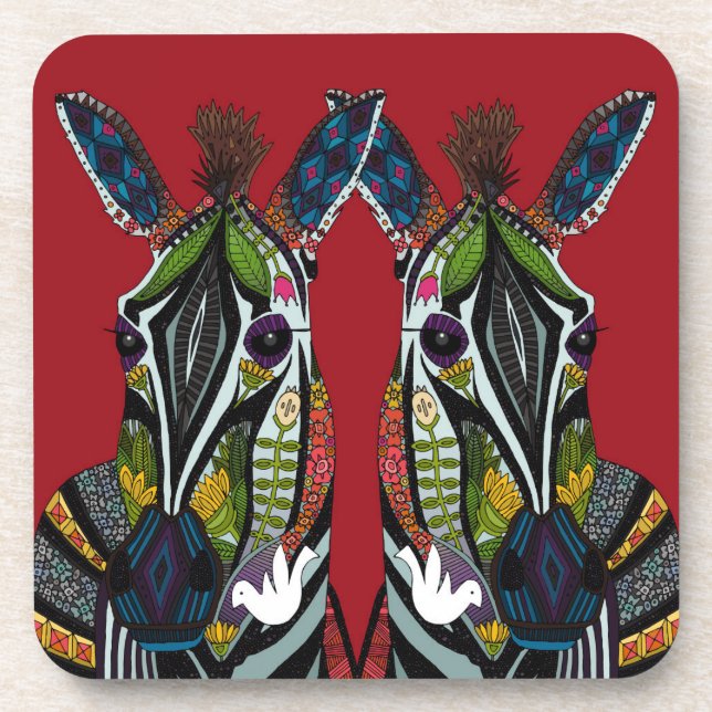 Zebra-Liebe rot Untersetzer (Vorderseite)