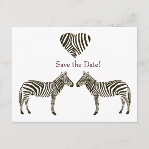 Zebra-Liebe Save the Date Ankündigungspostkarte