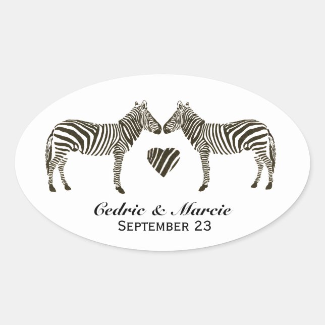 Zebra-Liebe Save the Date Stickers (Vorderseite)