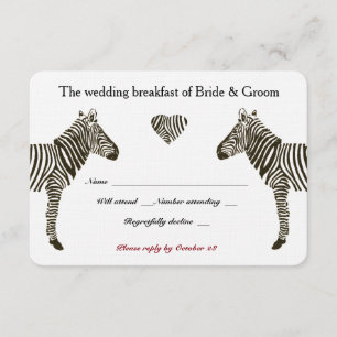 Zebra-Liebe-Wedding Frühstück UAWG RSVP Karte