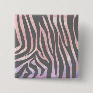 Zebra Light Gray and Pink Print Button