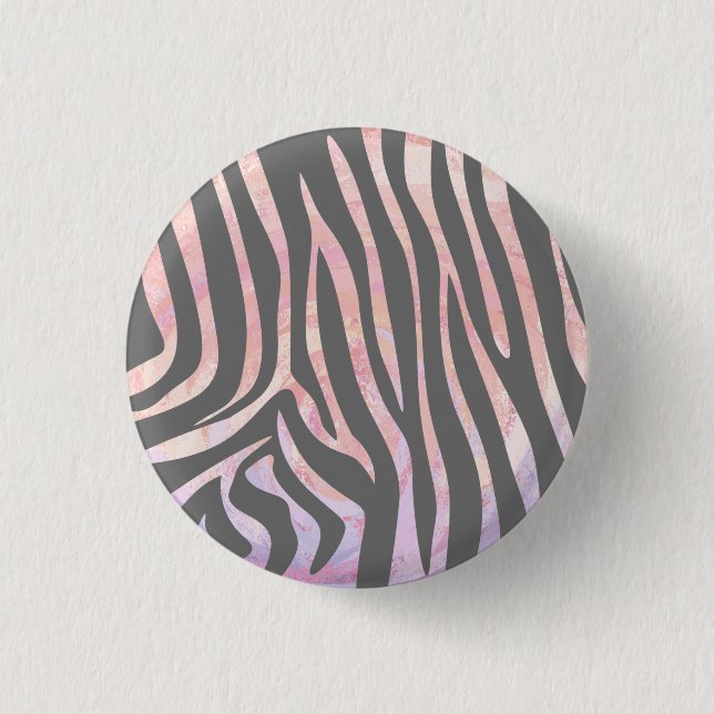 Zebra Light Gray and Pink Print Button (Vorderseite)