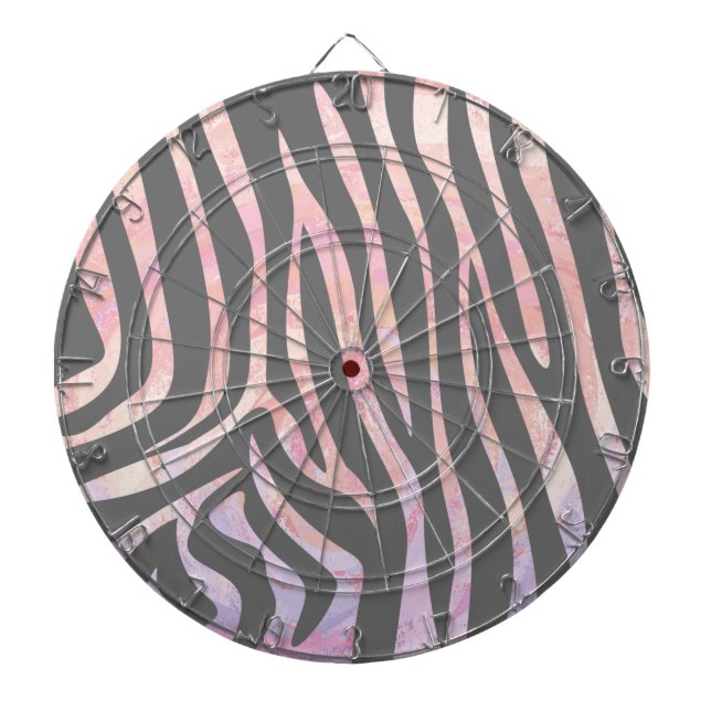Zebra Light Gray and Pink Print Dartscheibe (vorne)