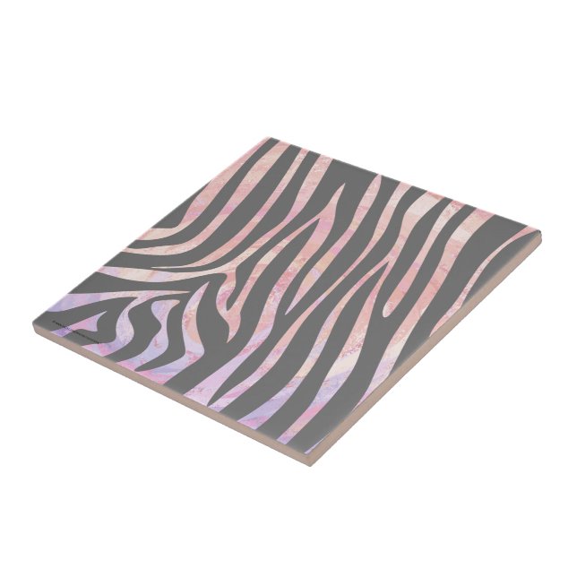 Zebra Light Gray and Pink Print Fliese (Seite)
