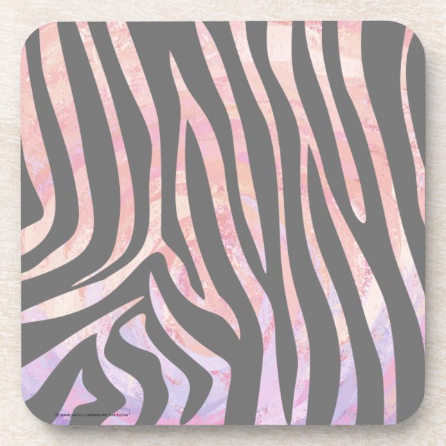 Zebra Light Gray and Pink Print Untersetzer (Vorderseite)