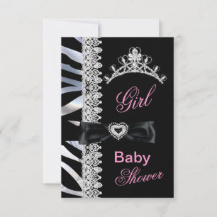 Zebra-Mädchen-Baby-Shower-Prinzessin-Tiara Einladung