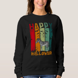Zebra Mädchen Jungen Retro-Stil Halloween-Abendess Sweatshirt