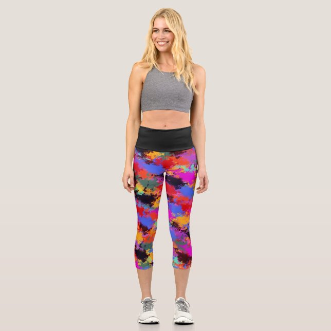 Zebra-Malerei Capri Leggings (Vorderseite)