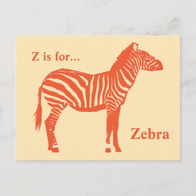 Zebra - Mandarin und leichte Orange Postkarte (Vorderseite)