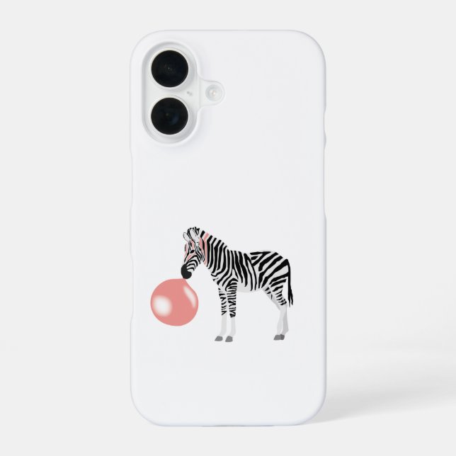Zebra mit Bubble Gum bläst eine Blase iPhone 16 Hülle (Rückseite)