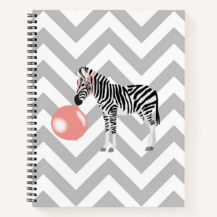 Zebra mit Bubble Gum bläst eine Blase Notizbuch