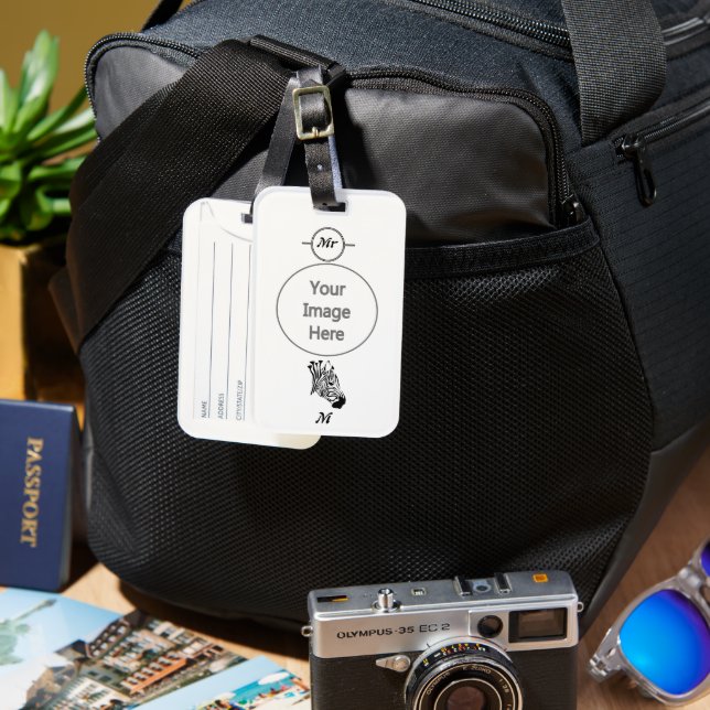Zebra mit gefleckten schwarzen Streifen Gepäckanhänger (Vorderseite & Rückseite)
