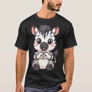 Zebra mit Herz Frauen Mädchen Kinder Herz süßes Ze T-Shirt