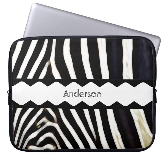 Zebra Mit Monogramm Laptopschutzhülle (Vorderseite)