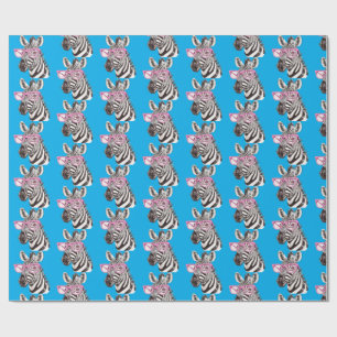 Zebra mit Pink Glasses Blue Bg Geschenkpapier
