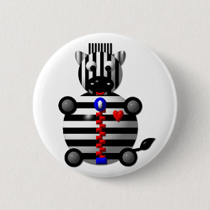 Zebra mit Reißverschluss Button