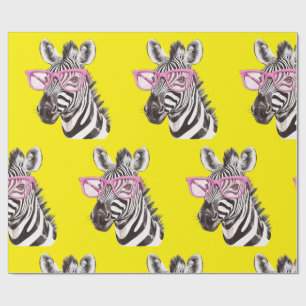 Zebra mit rosa Brille Geschenkpapier