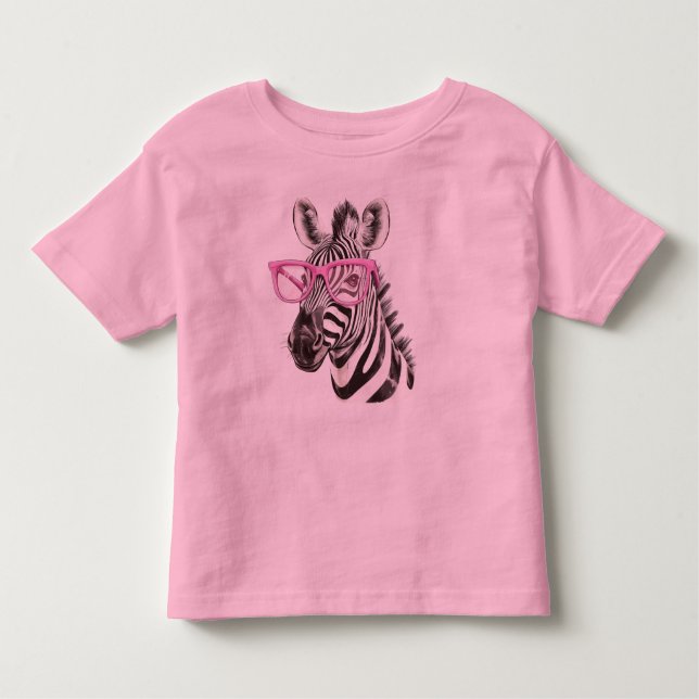 Zebra mit rosa Brille Kleinkind T-shirt (Vorderseite)