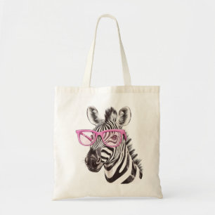 Zebra mit rosa Brille Tote Bag Tragetasche