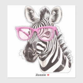 Zebra mit rosa Brillen, kundenspezifisch geschnitt Aufkleber