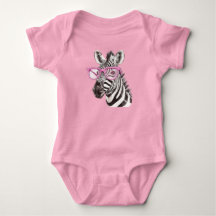 Zebra mit rosa Brillenfarben, Bodysanzüge und 1-St