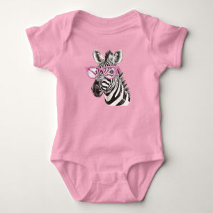 Zebra mit rosa Brillenfarben, Bodysanzüge und 1-St Baby Strampler