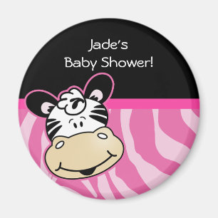 Zebra mit rosa Zebra stripes Babyparty-Bevorzugung Magnet