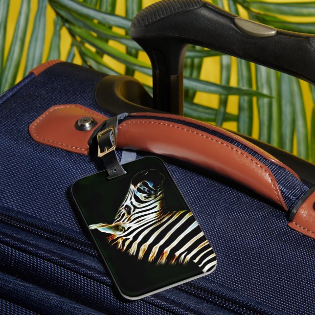 Zebra mit schwarz-weißen Streifen in Afrika Gepäckanhänger (Vorderseite Insitu 1)