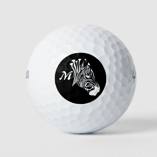 Zebra mit Twisted White Stripes Silhouette Golfball (Vorderseite)