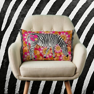 Zebra mit Vintagen Mod-Blume Kissen