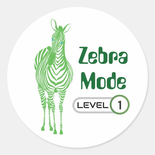 Zebra Mode Level 1, individuell anpassbarer Aufkle Runder Aufkleber (Vorderseite)