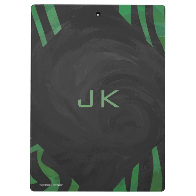 Zebra Monogram Black and Green Print Klemmbrett (Rückseite)
