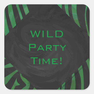 Zebra Monogram Black and Green Print Quadratischer Aufkleber