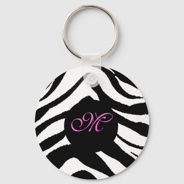 Zebra Monogramm, M Schlüsselkette Schlüsselanhänger (Vorderseite)