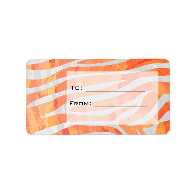 Zebra Monogramm Orange und Weiß Adressaufkleber (Vorne)