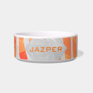 Zebra Monogramm Orange und Weiß Napf