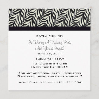 Zebra-Monogramm-Party Einladungen