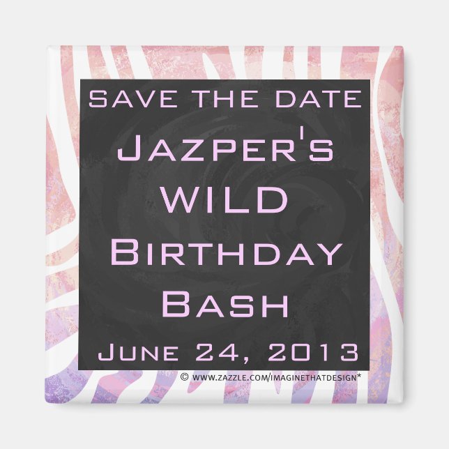 Zebra Monogramm Rosa und Weiß Magnet (Vorne)