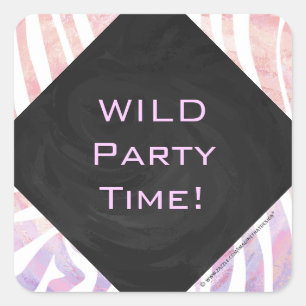 Zebra Monogramm Rosa und Weiß Quadratischer Aufkleber