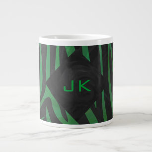 Zebra Monogramm Schwarz- und Grün-Druck Jumbo-Tasse