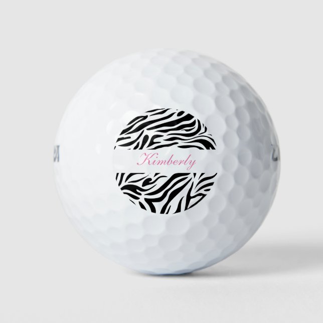 Zebra-Monogramm-Stil Golfball (Vorderseite)